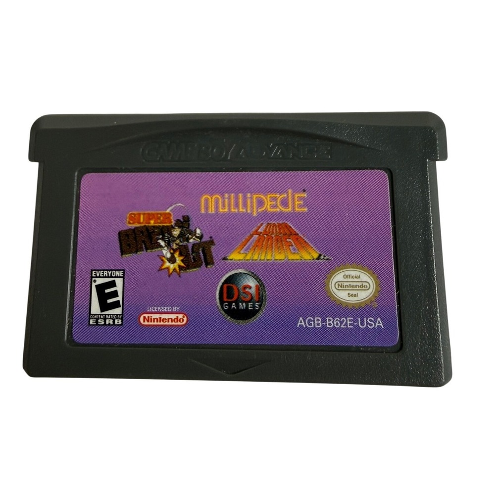 Nintendo Gameboy Advance Millipede Super Breakout Lunar Lander GBA Game